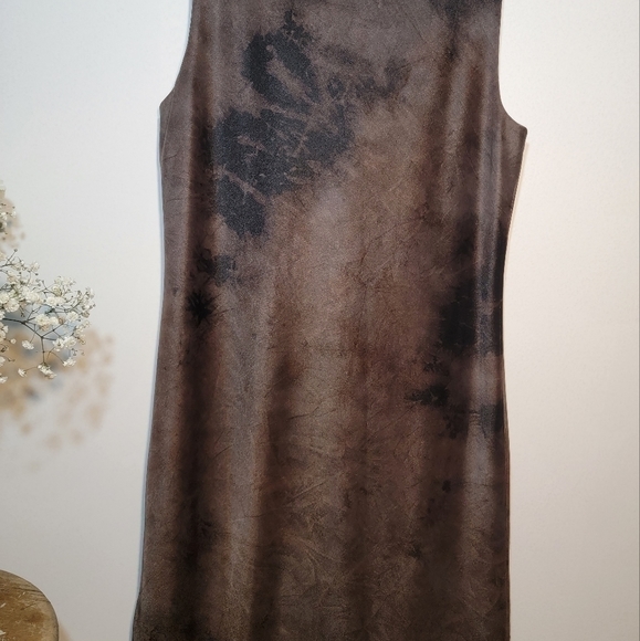 SEXY brown faux cowhide leather look. Mini dress. cowl neck. Sz.6. - Picture 6 of 6